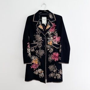 Paparazzi Black Floral Embroidered Coat